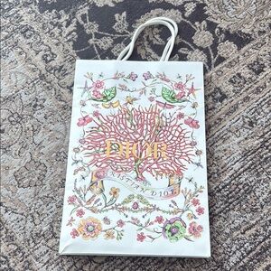 Dior 2024 Holiday White Coral and Floral Shopping Bag 9.75” x 15” x 5.5”